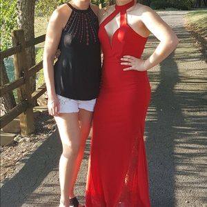 Red Windsor Low Cut Dress